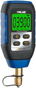 Digital Vacuum Gauge, HVAC Micron Vacuum Gauge Tester, 1/4" Flare, 0-30000 Microns Range, 2% Accuracy, 7/16-20UNF Interface, 4 Units Switch