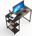 ANYHI 40 Inch Computer Desk, Office Desks with Shelf, Laptop Table, Study Desk, Gaming Desk, Industrial Style, Metal Frame, Work Table for Bedroom, Offices, Brown & Black Desk(100x50x75cm)