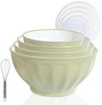 JCXivan Mixing Bowls with Lids Set,Kitchen Bowls Prep Bowl with Lid,Mixing Bowl Set for Kitchen Cooking, Baking,Storage Food,4 Big Plastic Nesting Bowls and 1 Egg Whisk,Microwavable,Stackable