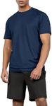 ODODOS Men's Quick Dry Short Sleeve Shirts UPF 50+ Sun Protection SPF Athletic Tops Workout T-Shirts, Navy, X-Large