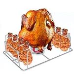 Ajimy 2in1 Beer Can Chicken Holder Chicken Wing/Leg Rack for Smoker,Oven,Grill,Roasting Rack