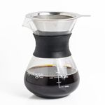 Sipologie Illuminate Pour Over Drip Coffee Maker: Stainless Steel Filter, 400ml Capacity - Premium Heat Resistant Borosilicate Glass for Flavourful Coffee - Perfect for 2 Cups