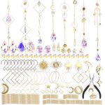 Keepatin 200 Pcs Colorful Crystal Suncatchers, Stained Glass Window Hanging SunCatchers Windows Chain Pendant Ornament DIY Kits for Adults Car Home Garden Christmas Day Decoration Valentine's Day Gift