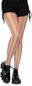 Leg Avenue Womens Neon Rainbow Striped Fishnet Tights, O/S, Multicolor