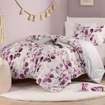 Codi Floral Twin Comforter Set for Teen Girls, Spring Lavender Bedding Sets with Soft Seersucker 2pcs - 1 Flower Comforters and 1 Pillows Case, Lilac Purple