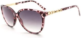 I-Sential Reading Sunglasses Womens Designer Side Decor Crystal Pink & Dark Animal Print Tinted Sun Readers Glasses Gradient Smoke Lens UV400 & Case +2.00