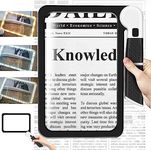 5X Sheet Magnifying Glass with Led Light, Ultra Bright Led Full Page Magnifiers for Reading Books Small Print Map Newspaper, Anti Glare Handheld Magnifier Glasses for Low Vision Person