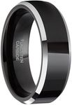 Frank S.Burton Black Rings for Men Women 8mm Tungsten Men's Wedding Band Flat Dome Engagement Promise Rings Comfort Fit Size 8