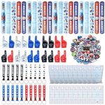 130PCS Hockey Party Favors - Incliding Hockey Keychains, Ice Hockey Gift Bags, Slap Bracelets, Hockey Stickers, Sports Mini Foam Fingers for Boys Fans Sports Hockey Birthday Party Supplies