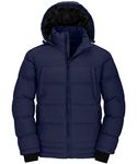 Wantdo Men's Classic Cotton Hoodie Jacket Outdoor Windproof Jacket Winter Warm Puffer Jacket Water Resistant Coat Navy XL