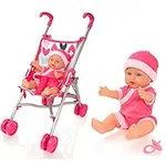 Molly Dolly My First Dolls Pram & Doll Set - Girls Toy Doll Stroller Pushchair Buggy