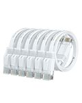 Cat 6 Ethernet Cable 1ft (6 Pack) (at a Cat5e Price but Higher Bandwidth) Flat Internet Network Cable - Cat6 Ethernet Patch Cable Short - White Cat6 Computer Cable with Snagless RJ45 Connectors