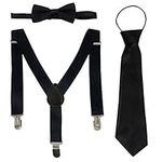 Toddler Suspenders with Bowtie Adjustable Wedding Braces Classic Elastic Suspenders for Casual Foraml Black