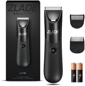 Zlade Ballistic LITE Manscaping Full Body Trimmer for Men | Beard, Body, Balls, Pubic Hair, Private Parts | IPX7 Waterproof, No Nicks or Cuts | Cordless AAA Battery Powered