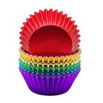 Mombake Rainbow 6 Bright Colors Standard Cupcake Liners Muffin Foil Paper Baking Cups, 120-Count