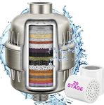 Shower Head Filter 20 Stage, Showerhead Filter with 2 Replaceable Filter Cartridges, High Output Water Softener to Remove Chlorine Fluoride Silt, Consistent Water Flow Filter for Hard Water