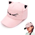 VRITRAZ Polyester Cat Cartoon Character Printed Little Cap For Kids, Baby Girls & Boys 3-12 Years (Pink)