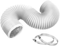 TEAIERXY 4 Inch 16ft Dryer Vent Hose,Flexible Insulated Air Ducting,Vent Hose PVC Aluminum Foil with 2 Clamps for HVAC Ventilation(White)