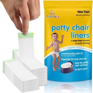 Tidy Tots Disposable Potty Chair Liners for Potty Training Toddlers | Value Pack of 32 Disposable Potty Liners for Toddlers | Portable Potty Chair Refill Pack for Travel | Keeps Potty Seat Clean