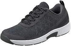 Orthofeet Men's Orthopedic Lava Stretch Breathable Walking Sneaker, Dark Grey, 9 Wide