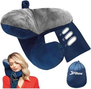 Travel Pillow Plus Wrap. Chin Supporting Travel Pillows for Airplane Sleeping - Flight Pillow Supports Your Head, Neck & Chin, 2024 Updated Version (Blue/Grey New)