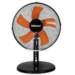 Belaco 12inch Table Fan Desk Fan with 3 Speed Oscillating cooling fan Stand Fan floor fan Low Noise Strong Resistant Base high protective mesh grill home office (Black & Orange)