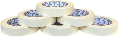 REQUISITE NEEDS Pack of 6 Masking Tape, 24mm Wide, 50 Metre Rolls, Ideal for Painters, Decorators Professional & DIY Use, Painting Walls, Packaging, Crafts & more