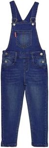 KIDSCOOL SPACE Big Boys Jeans Overalls,Elasitic Band Inside Soft Stretchy Denim Workwear,Blue,7-8 Years