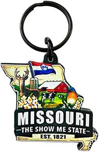 Westmon Works Missouri Keychain Souvenir with State Map and Flag Images Acrylic Key Chain