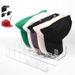 HEYSER Acrylic Hat Organizer - Acrylic Hat Organizer for Baseball Caps, 2 Pack No Install Hat Rack, Space-Saving Durable Cap Holder for Shelves - Hat Display Stands for 14 Caps