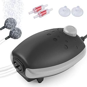 HITOP Aquarium Air Pump with Accessories, Silent Oxygen Pump for Aquarium, Whisper Aerator for Fish Tank 30L to 400 Litres (BLACK -GRAY)