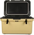 ENGEL 60 QT Ultra-Light Injection Molded Cooler - Ice Chest Keeps Ice 7 Days - Large Cooler Wire Basket, Divider and Built-in Bottle Opener - Fighting Lady Yellow with Dark Grey Interior (Yellow)