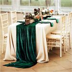 Dloapesy Table Runners Velvet Cotton Table Runner Emerald Velvet Aisle Runner Wedding Table Runner Green Birthday Bachelor Party Holiday Party Event Supplies (Green)