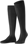 FALKE Men's Tiago Knee-High Socks, Breathable, Fil D'Écosse Cotton, Classic Formal Sock, Lightweight, Trendy Clothing, Black (Black 3000), 9.5-10.5, 1 Pair
