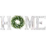 LOSOUR Home Letters with Wreath-Farmhouse Decor for The Home Clearance Wood Letters-Decorative Home Sign for Living Room Decor, Entry Way, Kitchen, etc (White)