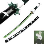 Offo Demon Slayer Anime Sanemi Wooden Practice Katana | Ideal Gifts and Collectible for Anime Lovers| Perfect Wooden Katana for Training and Martial Arts