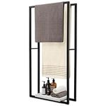 KES Standing Towel Rack for Bathroom, 2-Tier 38" Height Towel Holder Stand with Weighted Marble Base, Black Towel Blanket Drying Rack Freestanding, BTH502-BK