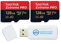 SanDisk 128GB Extreme Pro Micro SD Memory Card Works with GoPro Action Camera Hero 12 Black SDSQXCD-128G-GN6MA V30 U3 Bundle with (1) Everything But Stromboli MicroSDXC & SD Card Reader