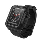 Waterproof Apple Watch Case 42mm Series 2 & 3 with Premium Soft Silicone Apple Watch Band by Catalyst, Shock Proof Impact Resistant [Rugged iWatch Protective case], Stealth Black
