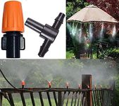 DIY Crafts 10 Pcs Only Mist Nozzle For Fan Micro System, Plastic Misting Spray Nozzle Mist Fan Mist Kit Set Garden Flower Sprayer Cooling Watering Lawn Patio Umbrella (10 Pcs, Only Orange Mist Nozzle+T/Tee)