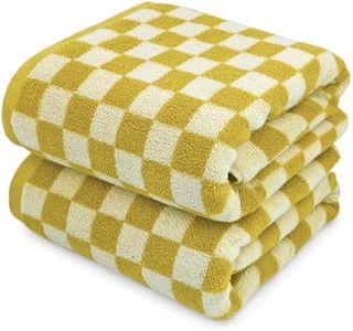 Jacquotha Luxury Bath Towels - Cotton Bathroom Towel Sets Checkered Towels, Pack of 2 Towels for Body Drying 55x27.5 Inches, Yellow