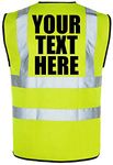 Personalised Printed Hi Vis Vest Customised Hi Viz High Visibility Reflective Safety Vest Security Waistcoat (Yellow, Small)