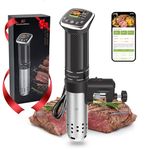 KitchenBoss WIFI Sous Vide Machine: Sous Vide Cooker Ultra Quiet Cooking Machine 1100W Stainless Steel IPX7 Waterproof Immersion Circulator LCD Preset Recipes Black