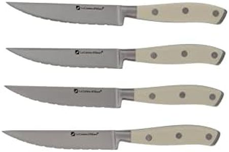 Albert de Thiers - L'IRRESISTIBLE - Set de 4 Couteaux à Steak - Lames Acier Inoxydable Microdentées - Manches Ergonomiques - Design Élégant - Boîte Cadeau Raffinée