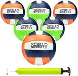 Xcello Sports Volleyball Assorted Graphics with Pump Navy/Green/White, Navy/Orange/White (Pack of 6)