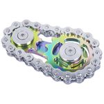 DMaos Fidget Spinner, Linkage Bike Chain Spinner Design 2 Gears Figity Spin Finger Games, Metal Stainless Steel Durable Mechanics with Smooth Bearings, Premium Figit Toy - Colorful