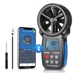 Digital Anemometer, AIOMEST AI-100APP Handheld Wind Speed Meter for Air Flow Velocity Wind Temperature Wind Chill Gauge Tester, with Data Logging Can be Connected to Phone APP