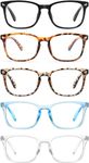 CCVOO 5 Pack Reading Glasses Blue Light Blocking Women/Men, Anti UV Ray/Glare Readers Fashion Eyeglasses with Spring Hinge (*C1 Mix,1.50)