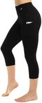 CompressionZ High Waisted Capri Leggings for Women Tummy Control - Workout Yoga Pants with Pockets