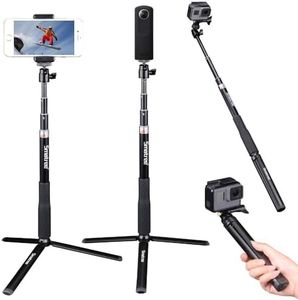 Smatree Telescoping Selfie Stick with Tripod Compatible for G*Pro 13/12/11/10/9/8/7/6/5/Insta360, for OSMO 4/3/Ricoh Theta, Compact Camera and Phone